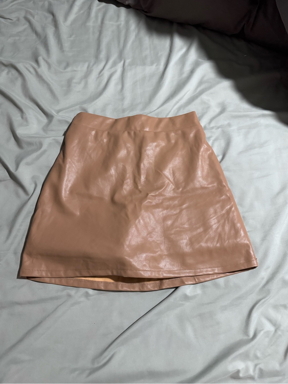 THML Faux Leather Mini Skirt in Beige-Tan